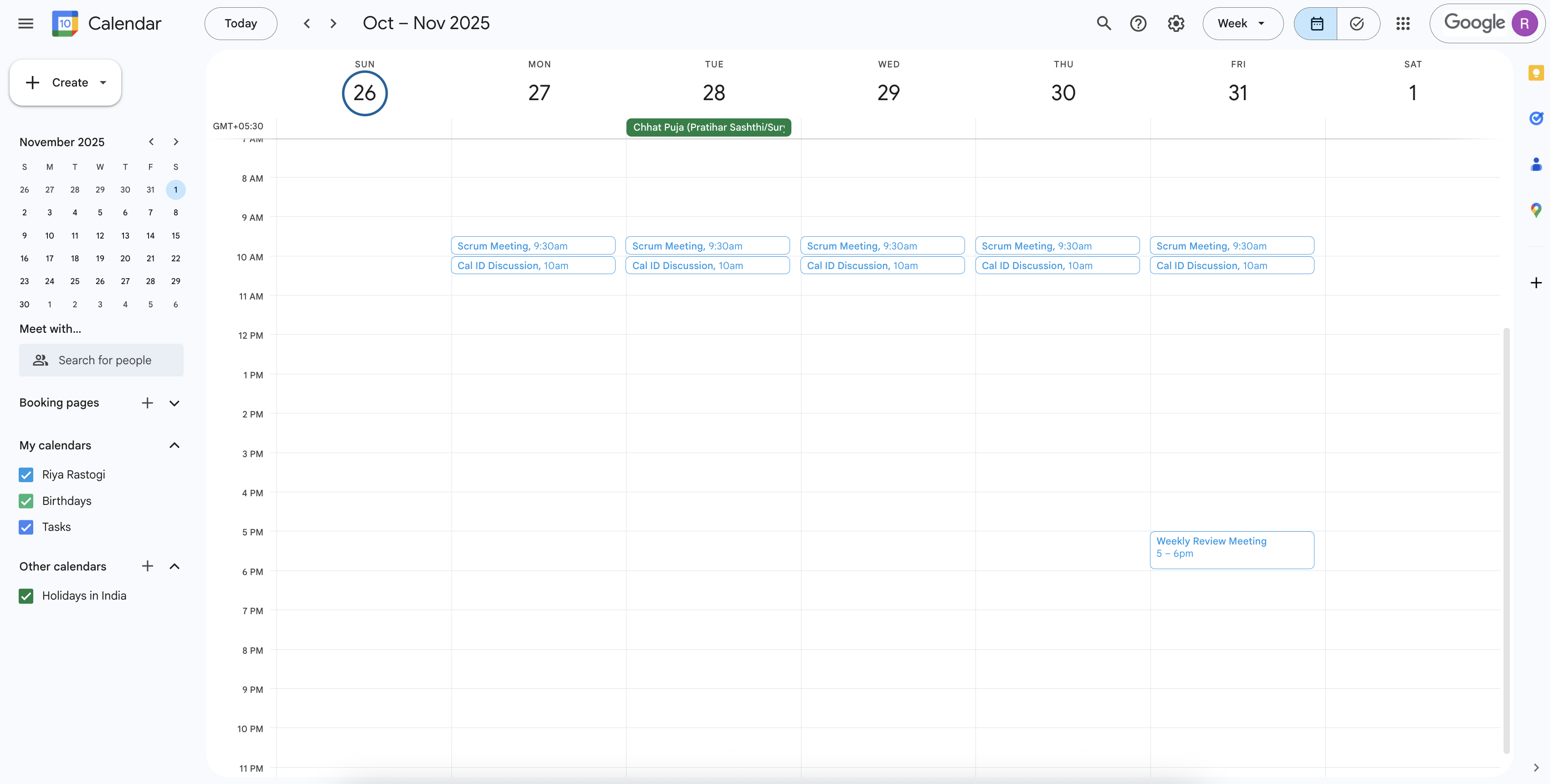 Screenshot of app Google Calendar