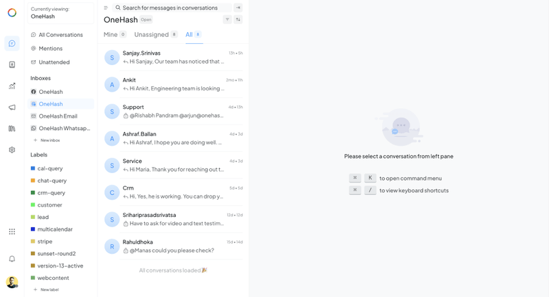 Screenshot of app OneHash Chat