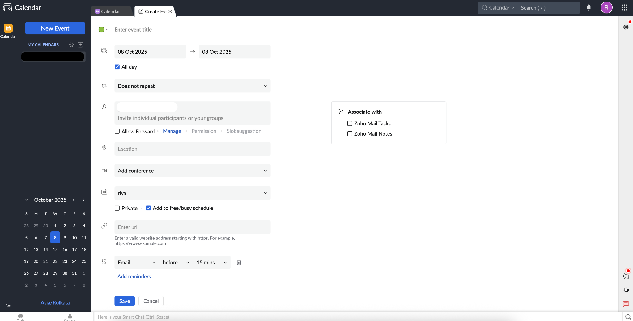 Screenshot of app Zoho Calendar